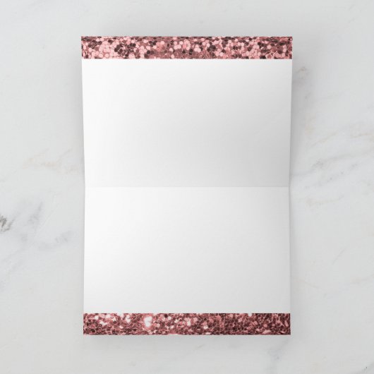 Aangepaste Naam Roos Gold Faux Glitter Happy Birth Kaart (Binnen)