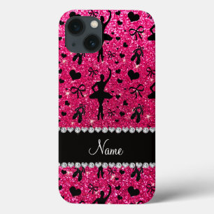 Aangepaste naam roos roze glitter ballerinas Case-Mate iPhone case