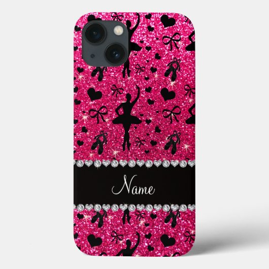 Aangepaste naam roos roze glitter ballerinas Case-Mate iPhone case (Achterkant)