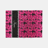 Aangepaste naam roos roze glitter ballerinas fleece deken (Voorkant (Horizontaal))