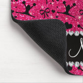 Aangepaste naam roos roze glitter cheerlead muismat (Hoek)