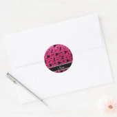 Aangepaste naam roos roze glitter cowboylaarzen pe ronde sticker (Envelop)