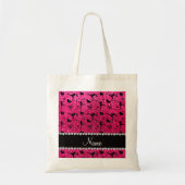Aangepaste naam roos roze glitter figuurskatting tote bag (Voorkant)