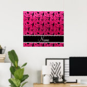 Aangepaste naam roos roze glitter gymnastiek poster (Thuiskantoor)