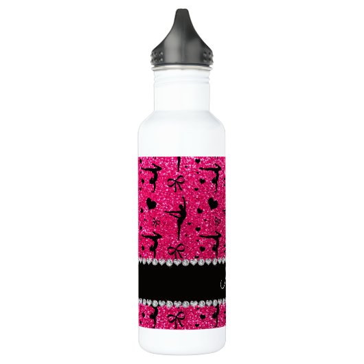 Aangepaste naam roos roze glitter gymnastiek waterfles (Links)