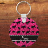 Aangepaste naam roos roze glitter koeien sleutelhanger (Voorkant)