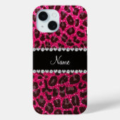 Aangepaste naam roos roze glitter leopard print Case-Mate iPhone case (Achterkant)