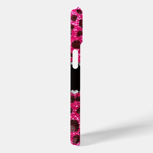 Aangepaste naam roos roze glitter leopard print Case-Mate iPhone case (Achterkant / Rechts)