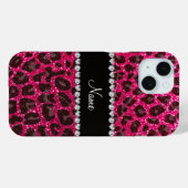 Aangepaste naam roos roze glitter leopard print Case-Mate iPhone case (Achterkant (horizontaal))