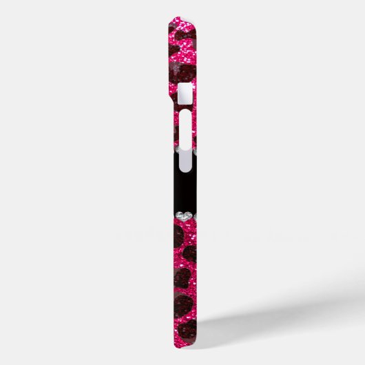 Aangepaste naam roos roze glitter leopard print Case-Mate iPhone case (Achterkant / Links)