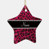 Aangepaste naam roos roze glitter leopard print keramisch ornament (Rechts)