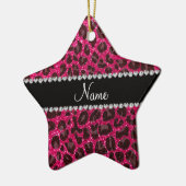 Aangepaste naam roos roze glitter leopard print keramisch ornament (Links)