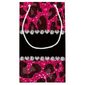 Aangepaste naam roos roze glitter leopard print klein cadeauzakje (Achterkant)
