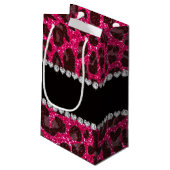 Aangepaste naam roos roze glitter leopard print klein cadeauzakje (Achterkant Gekanteld)