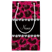 Aangepaste naam roos roze glitter leopard print klein cadeauzakje (Voorkant)