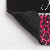 Aangepaste naam roos roze glitter leopard print muismat (Hoek)