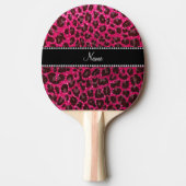 Aangepaste naam roos roze glitter leopard print tafeltennisbatje (Voorkant)