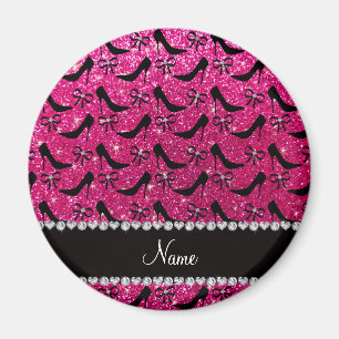 Aangepaste naam roos roze glitter zwarte hekken bo magneet