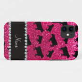 Aangepaste naam roos roze glitterkoeien Case-Mate iPhone case (Achterkant (horizontaal))