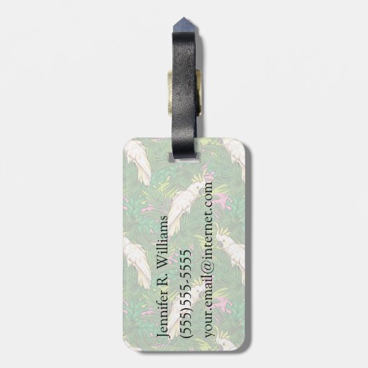 Aangepaste naam: rotspatroon met palmbladeren bagagelabel (Achterkant verticaal)