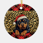 Aangepaste naam Rottweiler hond Santa hoed Buffalo Keramisch Ornament (Voorkant)