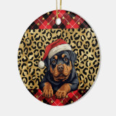 Aangepaste naam Rottweiler hond Santa hoed Buffalo Keramisch Ornament (Links)