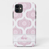 Aangepaste Naam  Roze 70s Confetti Lace Mandala Case-Mate iPhone Case (Achterkant)