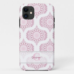 Aangepaste Naam  Roze 70s Confetti Lace Mandala Case-Mate iPhone Case