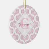 Aangepaste Naam  Roze 70s Confetti Lace Mandala Keramisch Ornament (Rechts)