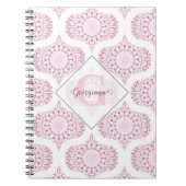 Aangepaste Naam  Roze 70s Confetti Lace Mandala Notitieboek (Voorkant)