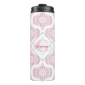 Aangepaste Naam Roze 70s Confetti Lace Mandala Thermosbeker (Voorkant)