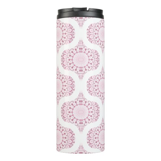 Aangepaste Naam Roze 70s Confetti Lace Mandala Thermosbeker (Achterkant)