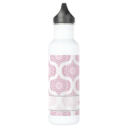 Aangepaste Naam  Roze 70s Confetti Lace Mandala Waterfles (Links)