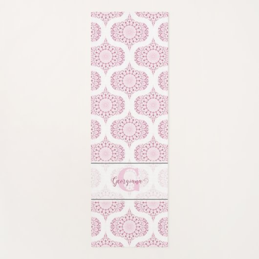 Aangepaste Naam  Roze 70s Confetti Lace Mandala Yogamat (Voorkant)