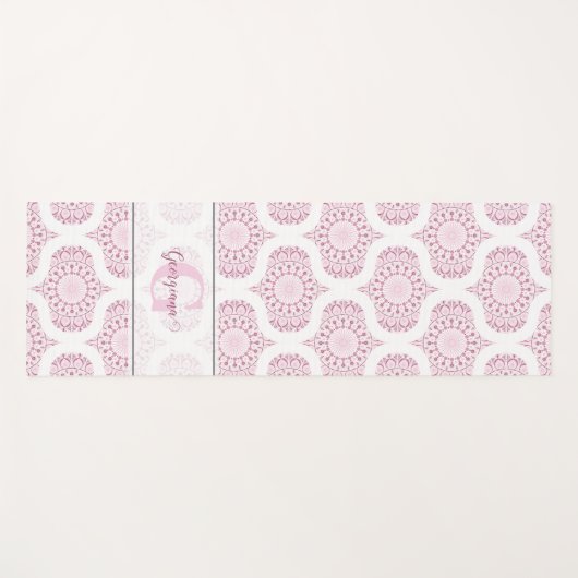 Aangepaste Naam  Roze 70s Confetti Lace Mandala Yogamat (Voorkant (horizontaal))