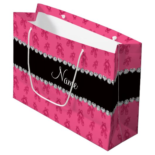 Aangepaste naam roze balletschoenen large cadeautasje (Voorkant Gekanteld)