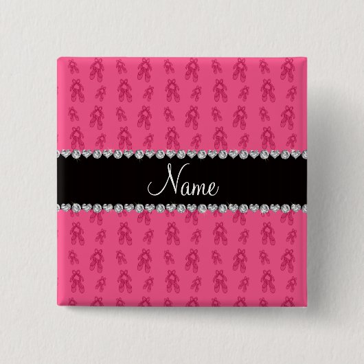 Aangepaste naam roze balletschoenen vierkante button 5,1 cm (Voorkant)