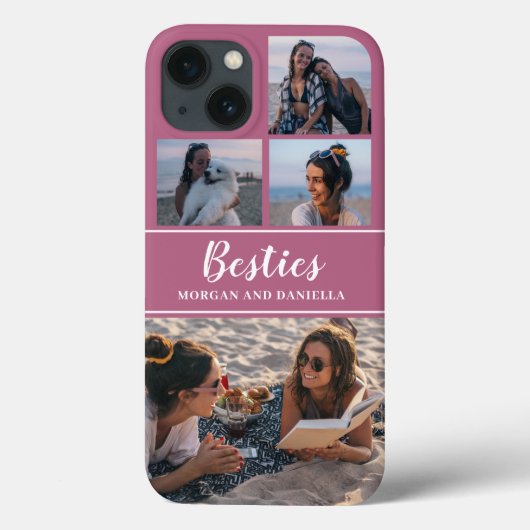 Aangepaste naam Roze Beste Vrienden Foto Collage Case-Mate iPhone Case (Achterkant)