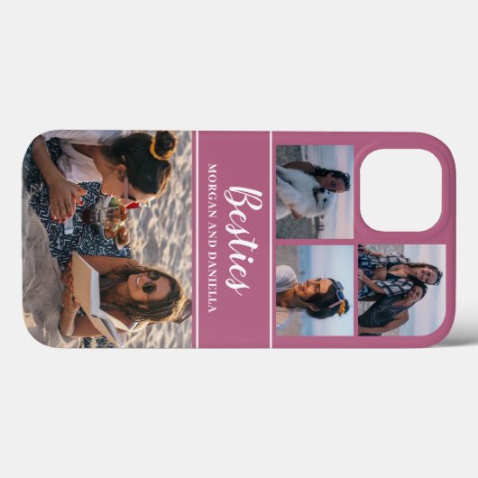 Aangepaste naam Roze Beste Vrienden Foto Collage Case-Mate iPhone Case (Achterkant (horizontaal))