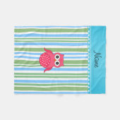 Aangepaste naam roze blauwe strepen fleece deken (Voorkant (Horizontaal))
