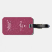 Aangepaste naam roze bloemaccent bagagelabel (Achterkant horizontaal)