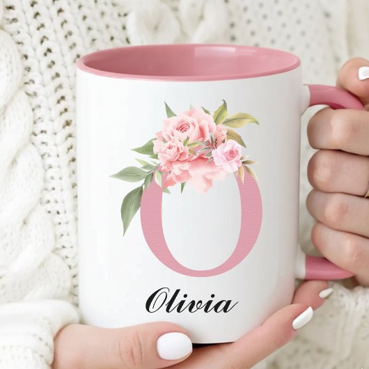 Aangepaste naam Roze bloemen Bedankt mok Cadeau vo