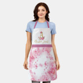 Aangepaste naam roze bloemen bloemen bakken schort (Gedragen)