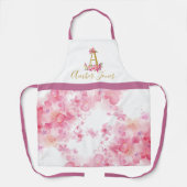 Aangepaste naam roze bloemen bloemen bakken schort (Voorkant)