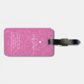 Aangepaste naam Roze bloemen Bloemen Script Naam Bagagelabel (Achterkant horizontaal)