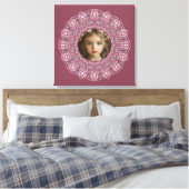 Aangepaste Naam Roze Bloemen Mandala Foto Lijst Canvas Afdruk (Insitu (Slaapkamer))