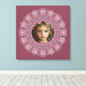 Aangepaste Naam Roze Bloemen Mandala Foto Lijst Canvas Afdruk (Insitu (Houten vloer))
