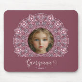 Aangepaste Naam  Roze Bloemen Mandala Foto Lijst Muismat (Voorkant)