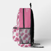 Aangepaste naam Roze Bloemen Patroon Bedrukte Rugzak (Rechts)