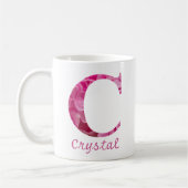 Aangepaste naam Roze Bloemenalfabet Letter "C" Mok (Links)